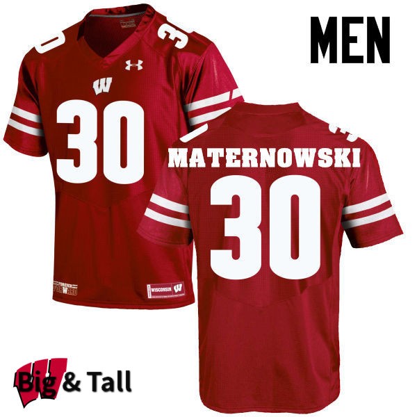 Wisconsin Badgers Men's #30 Aaron Maternowski NCAA Under Armour Authentic Red Big & Tall College Stitched Football Jersey OR40C22AW